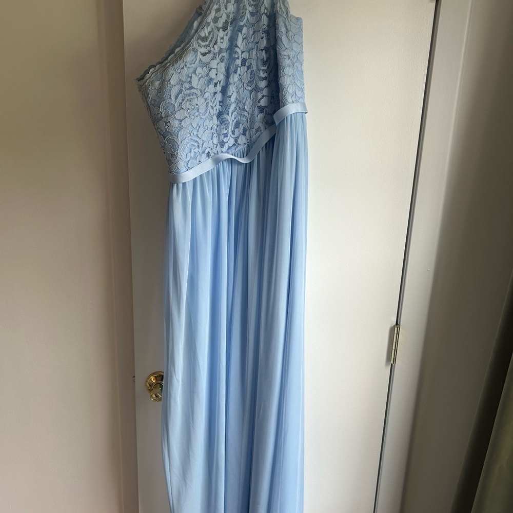 David's Bridal Light Blue Lace Gown